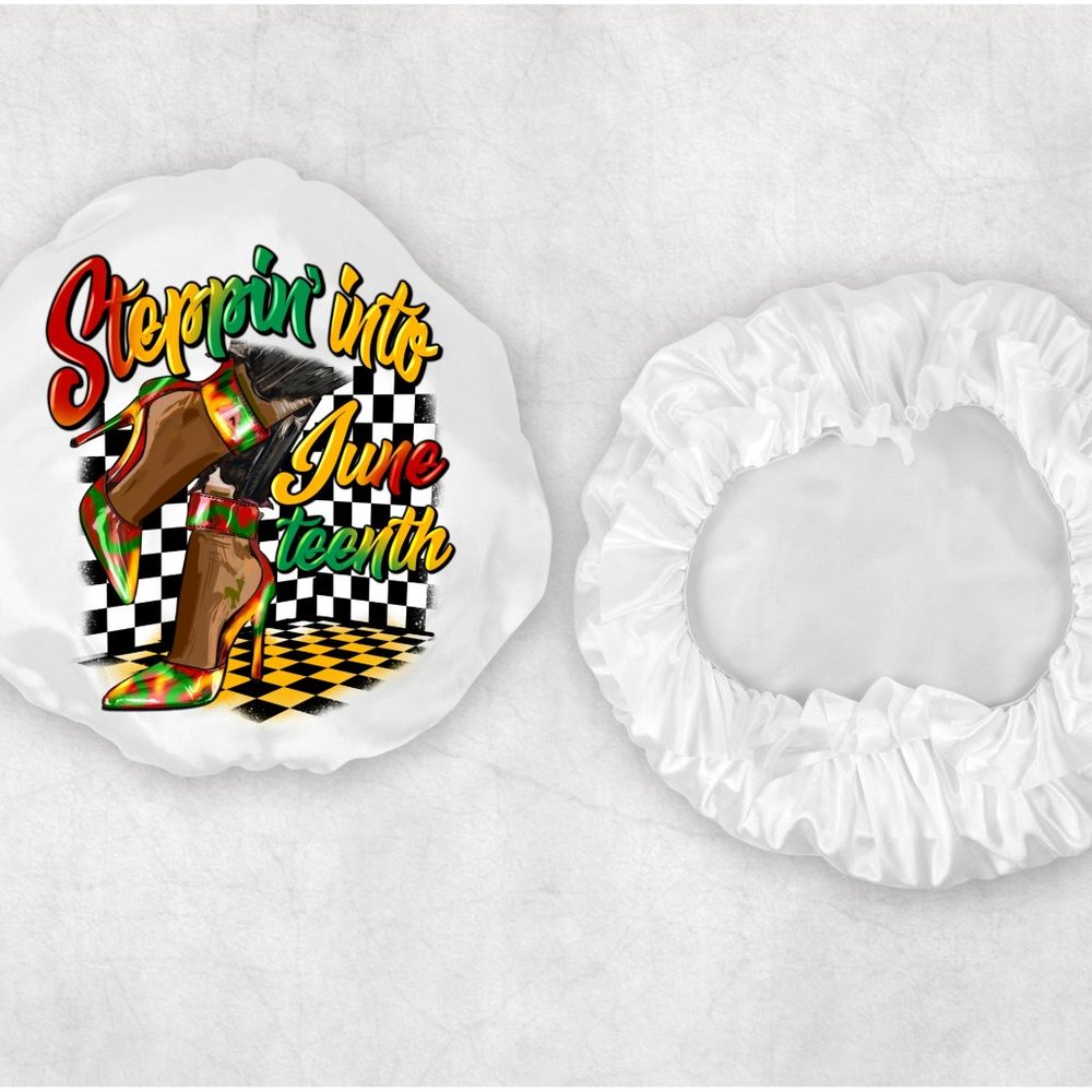 Woman's Custom Yellow Red Green Juneteenth Design Satin Hair Bonnets Wraps Scarf